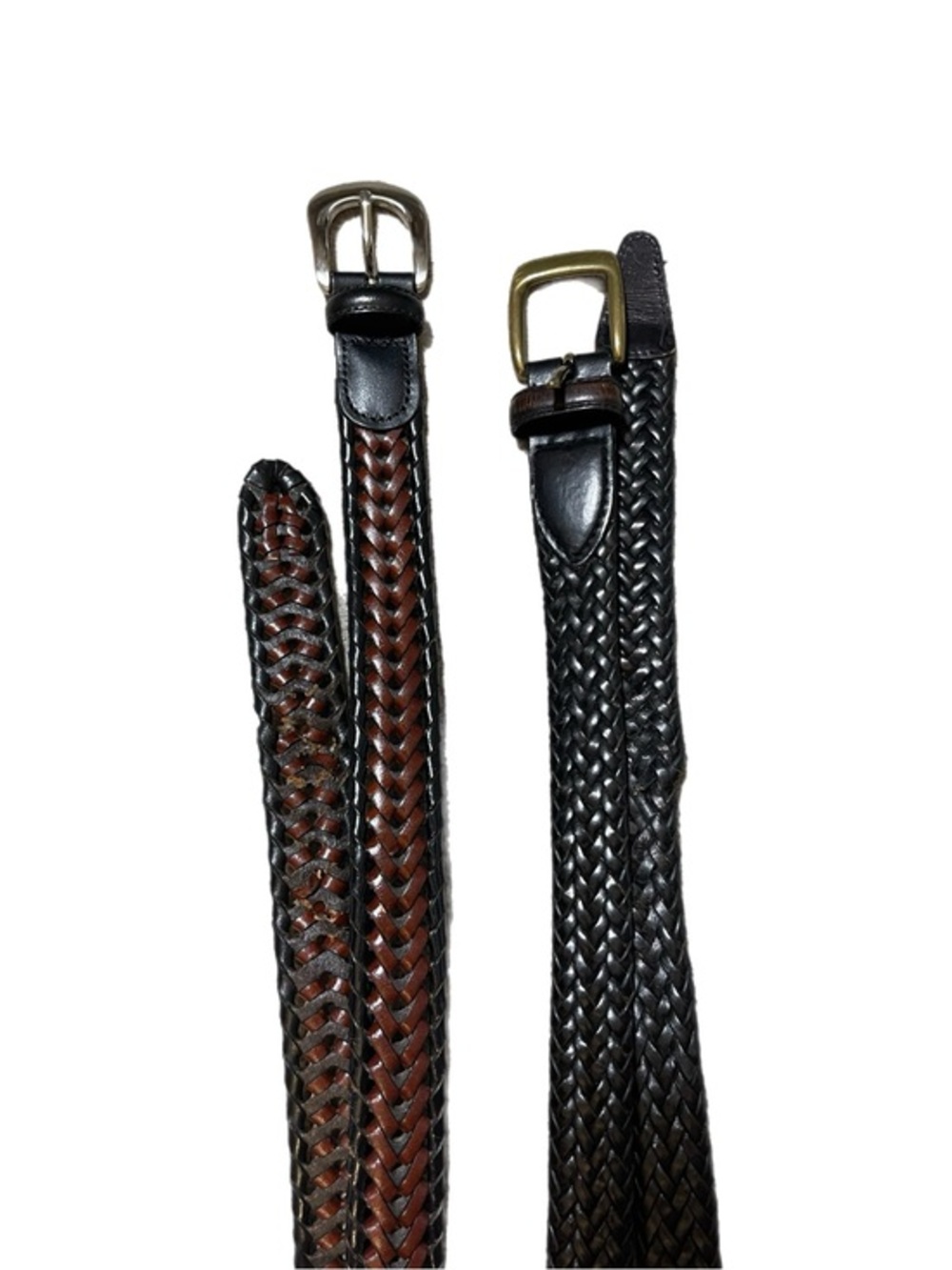 Bundle of TWO Men’s Genuine Leather Braided Vintage 90’s Belts